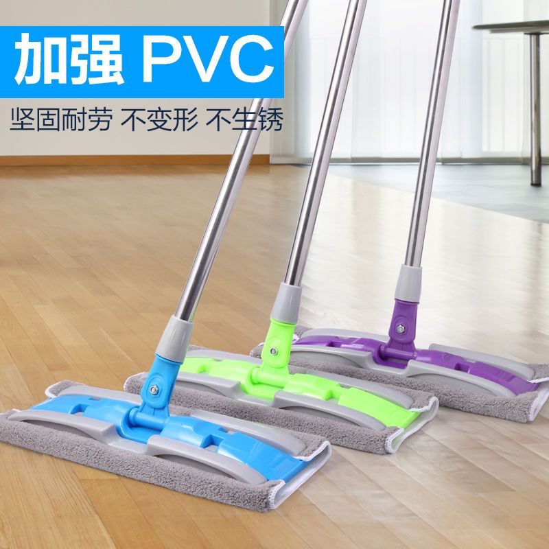大号免手洗平板拖把家用瓷砖旋转拖把木地板地拖布墩布清洁工具 紫色 加厚杆加厚布头(共1个替换布头)