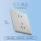 飞雕(FEIDIAO)超薄大板 开关插座格韵系列86型带开关插座面板墙壁电源插座联体二三插 格韵月光银五孔插