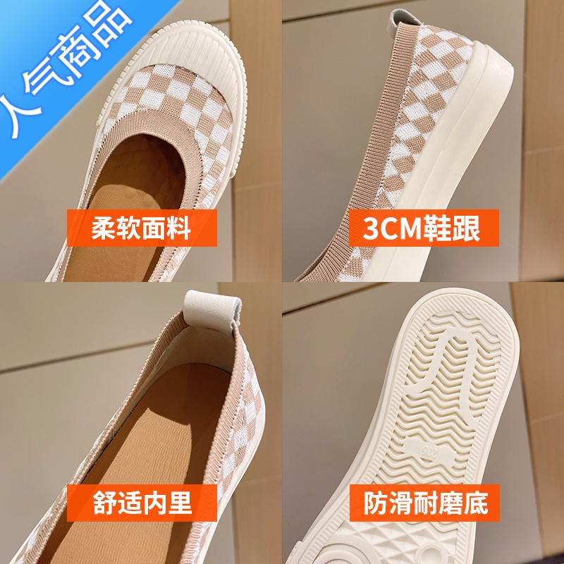 SUNTEK渔夫鞋女2023秋季新款透气帆布鞋懒人一脚蹬乐福鞋软底玛丽珍单鞋