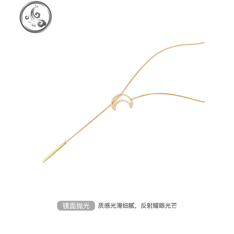 月亮毛衣链长款2019年新款百搭简约韩国锁骨链个性气质时尚长项链 JiMi
