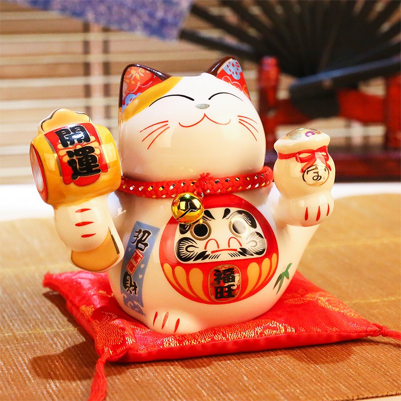猫小摆件 迷你小号创意陶瓷储蓄罐家居店铺开业礼品 三维工匠 4寸千万两猫高清大图