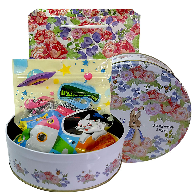 大白兔奶糖糖果礼盒圆形铁盒大白兔400g多款式铁盒（配礼袋）散装400g 玫瑰花兔子 混合400g（原味+酸奶、红豆）有分隔栏