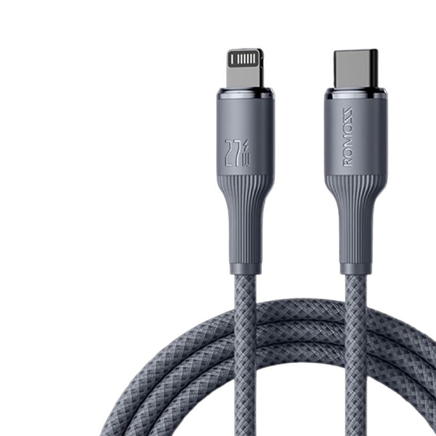 罗马仕苹果数据线快充线编织PD27W/20W通用iPhone14/13/12Promax/充电线 1.2米钛蓝色