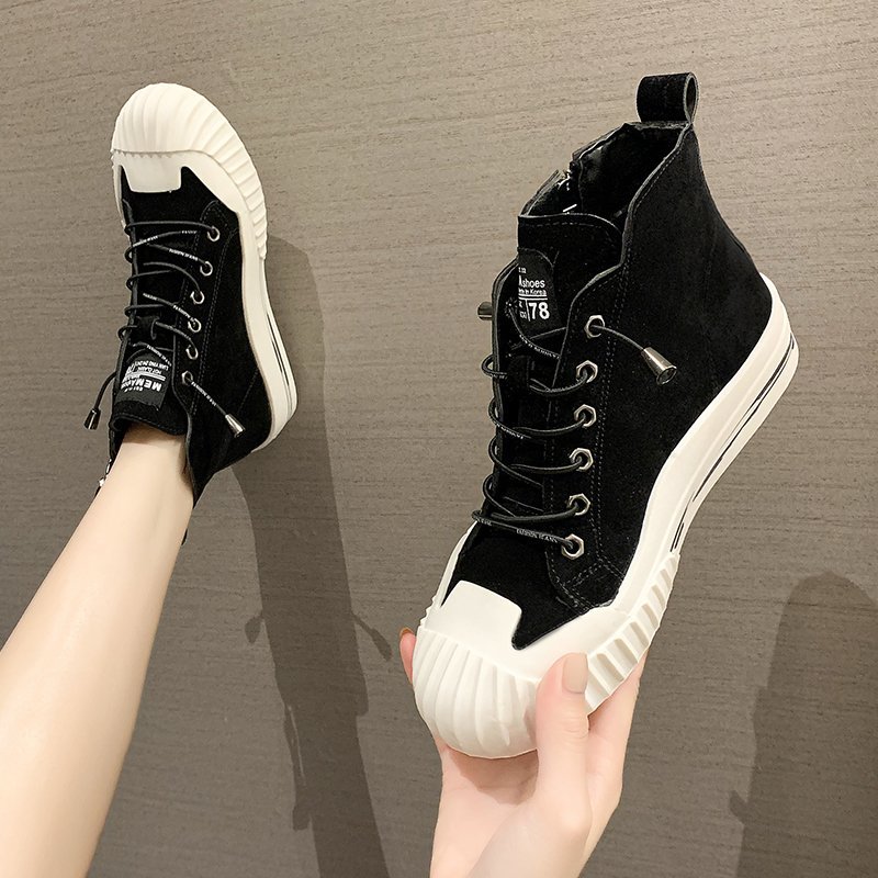 高帮女皮鞋平跟