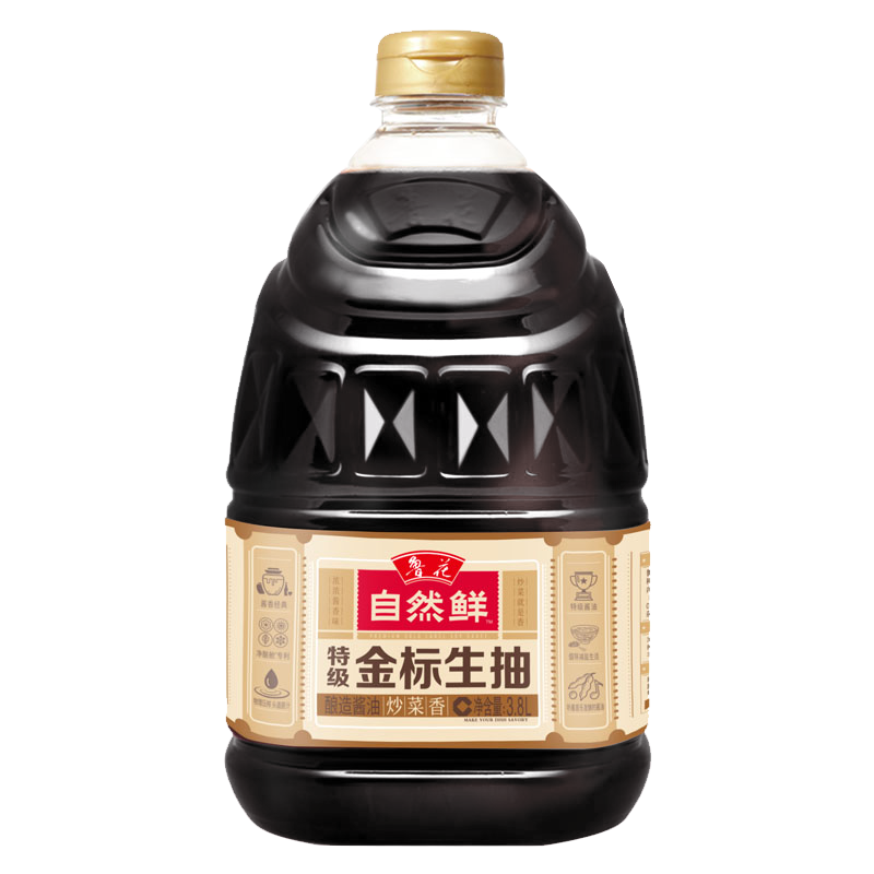 鲁花自然鲜特级金标生抽3.8L 酿造型炒菜香酱油家庭餐馆大桶装高清大图