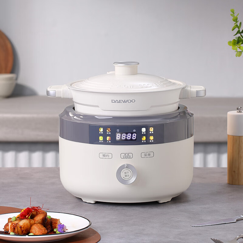 大宇(DAEWOO) 1200W多功能料理锅微压聚能加热4.3L 科洛白 DYLL-12N06