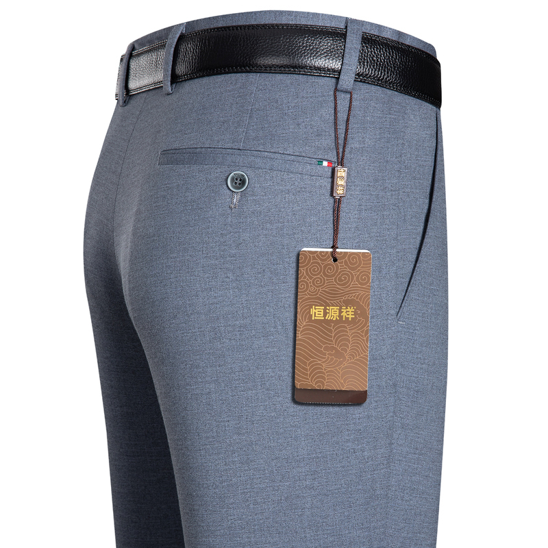恒源祥男士休闲裤春季薄款纯色休闲长裤男直筒微弹大码休闲裤男 灰色 175/82A2尺52