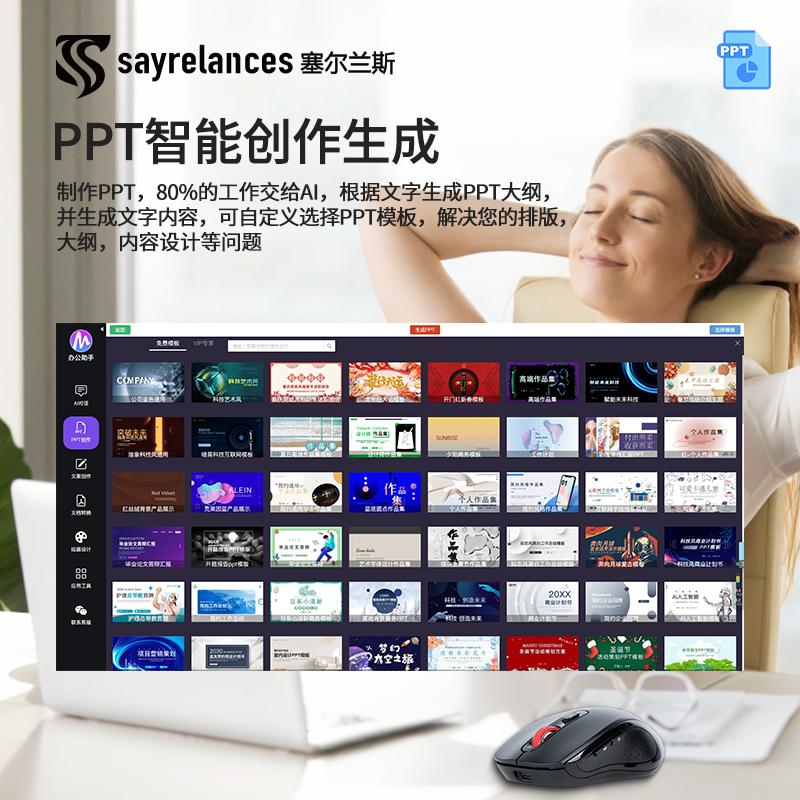 sayrelances塞尔兰斯 AI无线智能鼠标M8高清大图