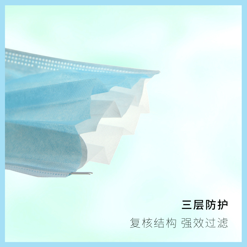 苏宁极物*ZOGEAR一次性医用口罩50片/盒防疫防尘医疗口罩三层透气医生用口罩