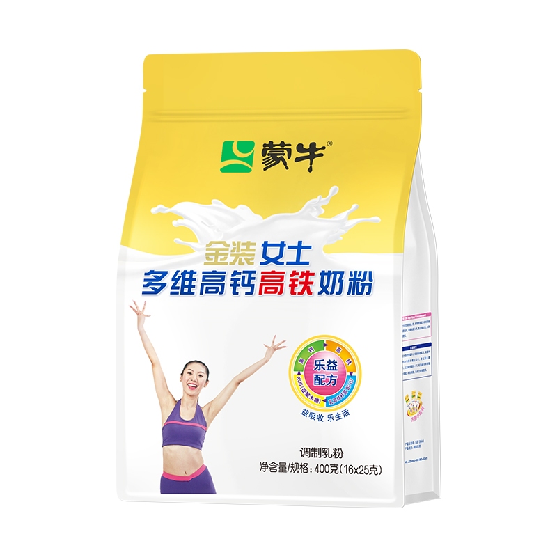 蒙牛(MENGNIU)女士高钙高铁营养牛奶粉400g袋装即食冲饮女士营养成人奶粉