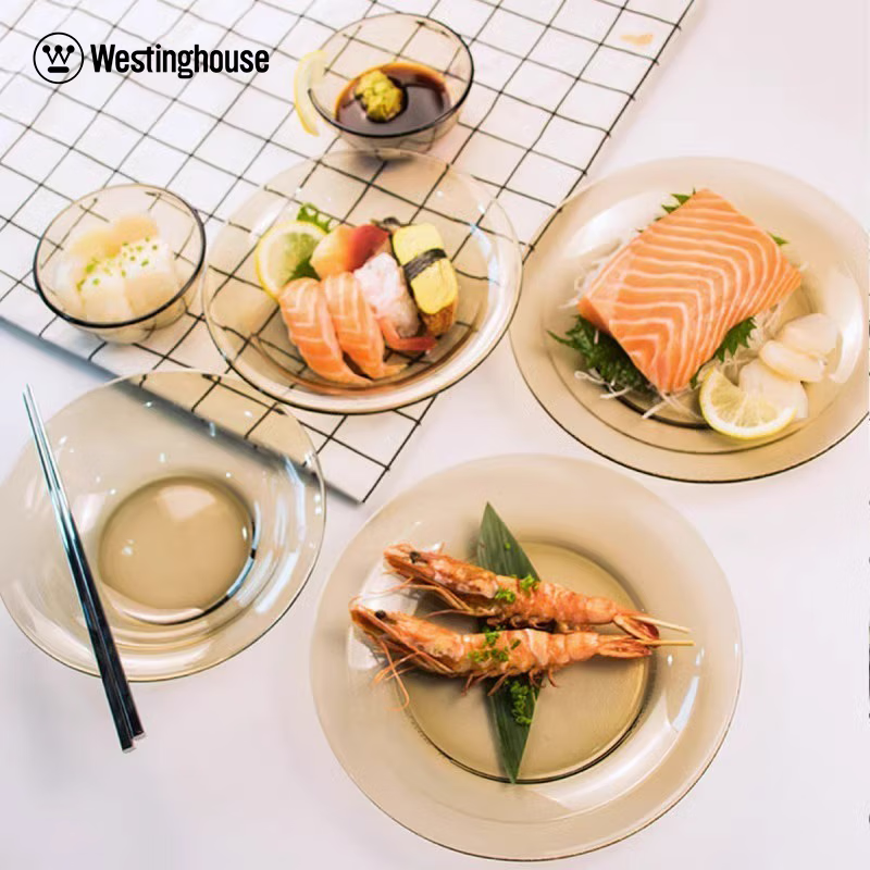 西屋(WESTINGHOUSE)晶彩系列餐具6件套 WBL02家用碗碟 盘子耐热玻璃碗 琥珀色餐具 套装高清大图