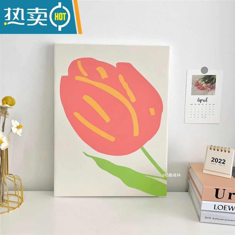 敬平ins风创意花朵装饰画 复古北欧风人物挂画桌面相框画摆件拍摄背敬高清大图