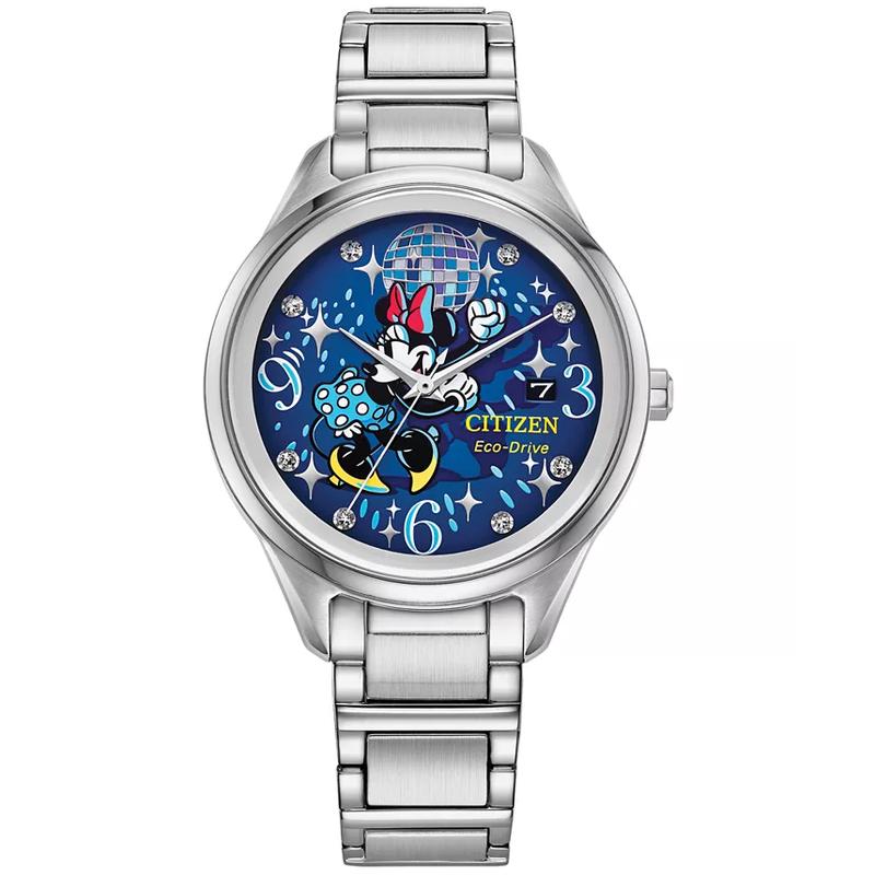 西铁城(CITIZEN)女士石英表三眼蓝盘防水不锈钢bracelet手表 eco-drive光能续航高清大图