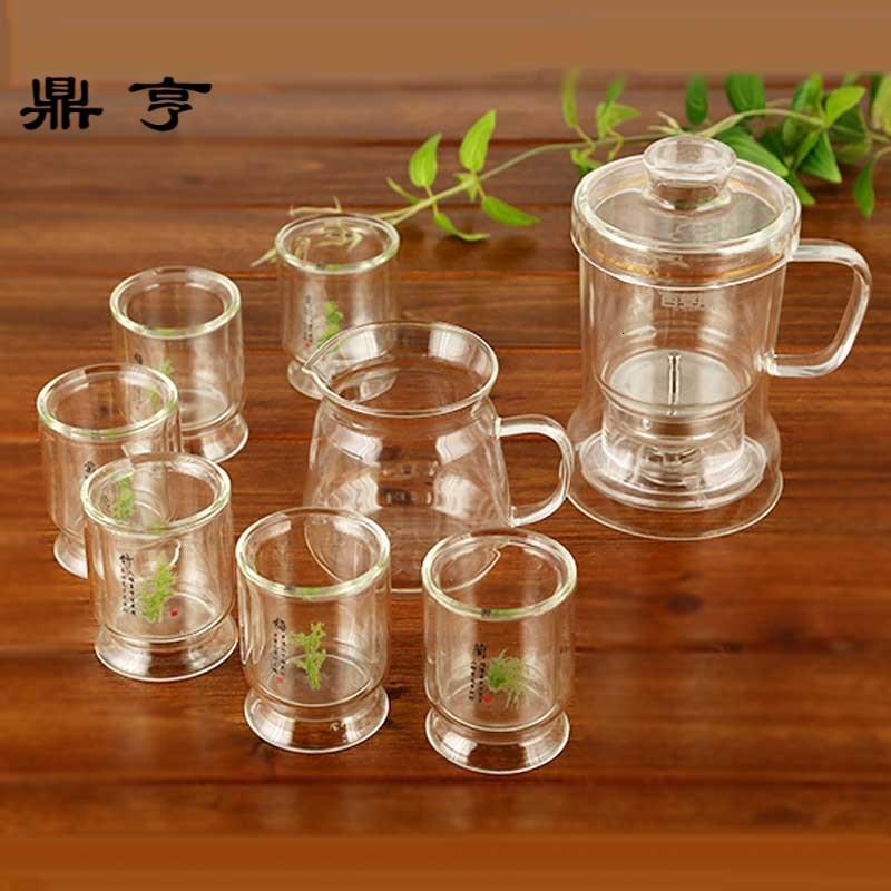 鼎亨透明玻璃茶具套装功夫茶杯壶红茶具家用简约6人自动泡茶器