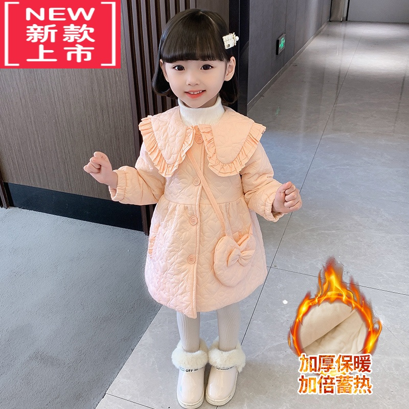 可莉允女童棉服冬季2022新款洋气宝宝薄棉衣冬装加厚外套儿童公主棉袄潮