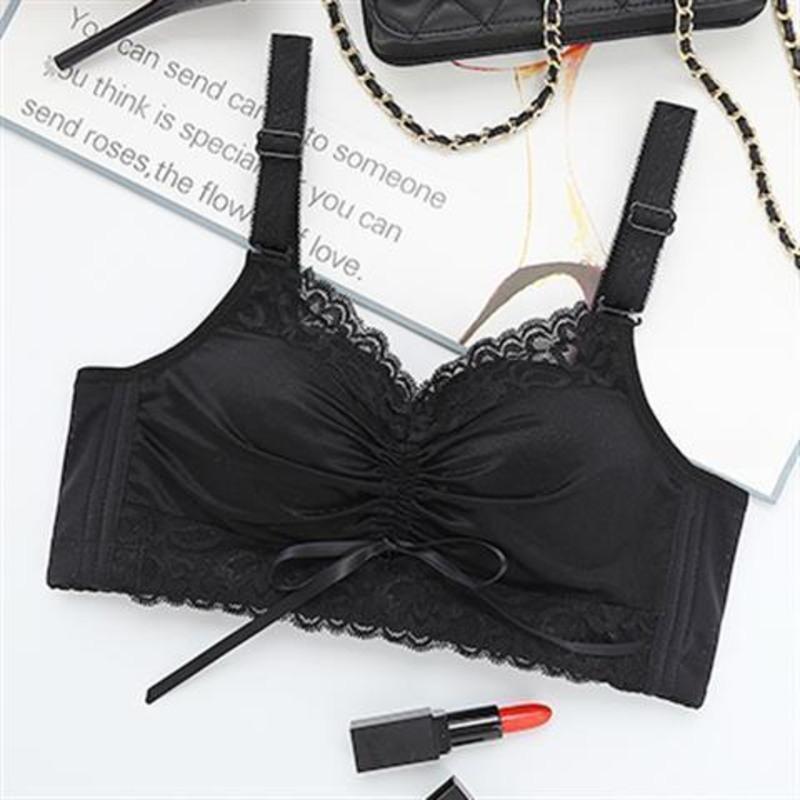 无钢圈抹胸式文胸聚拢防走光裹胸内衣拉绳调整型黑色34a75a