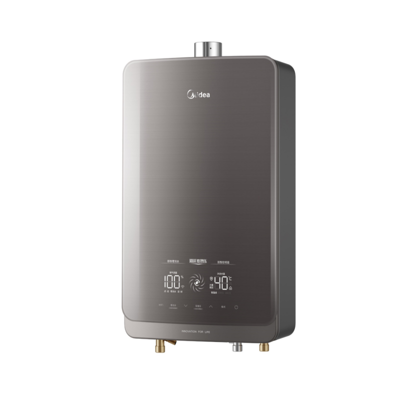 美的(Midea)16升燃气热水器JSQ30-16HT7S 钛钢灰 双增压零冷水智温控温拉丝全面屏