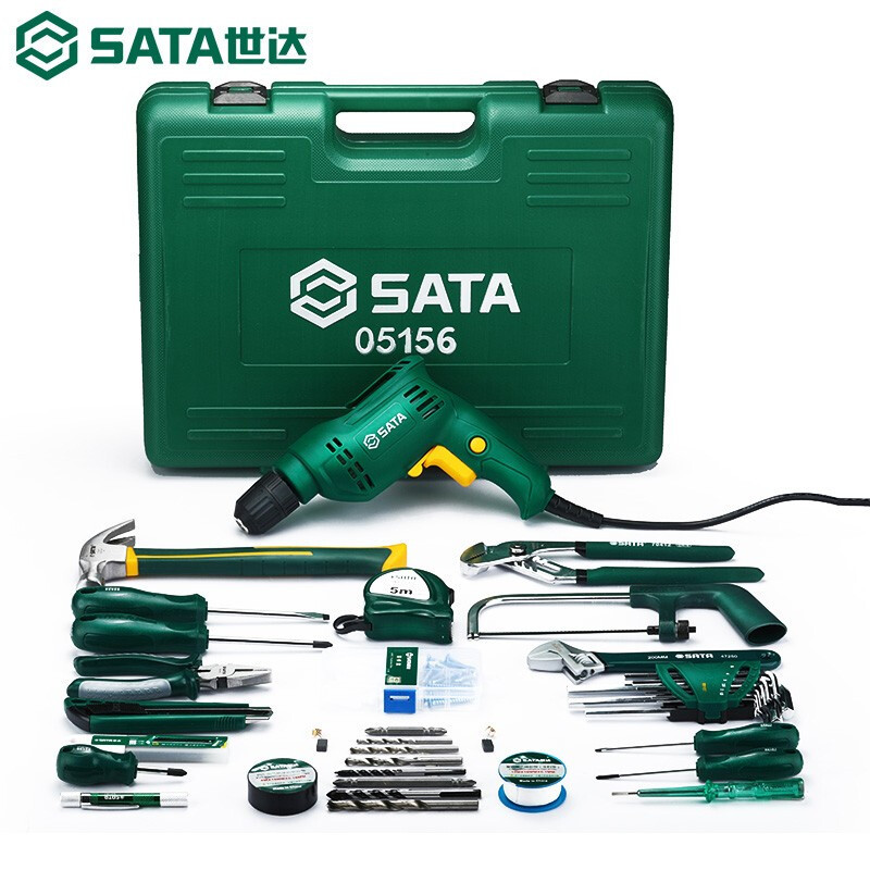世达58件电钻组套家用工具箱多功能320W手电钻套装