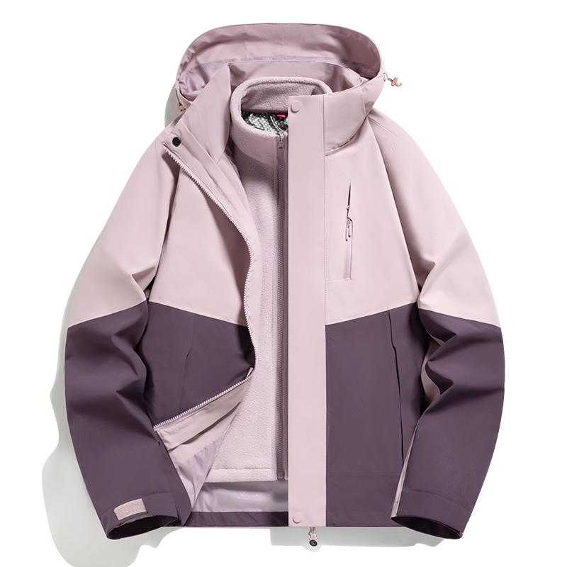 渔人船长冬季户外全热封情侣款冲锋衣防水透气防风保暖可拆卸三合一两件套高清大图