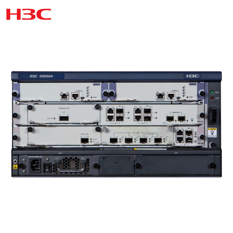 华三(H3C)华三(H3C)SR6604路由器+BKED+2 RPE-X5主控+双交流650W电源/万兆模块/多模光模块/千兆+万兆电接口子卡/主机软件标准版授权函