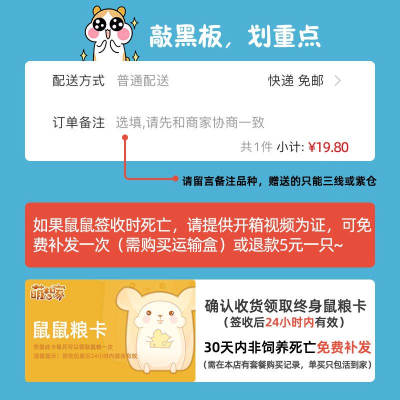 仓鼠活物疫苗花枝鼠公婆鼠金丝熊 运输盒(无仓鼠) 公
