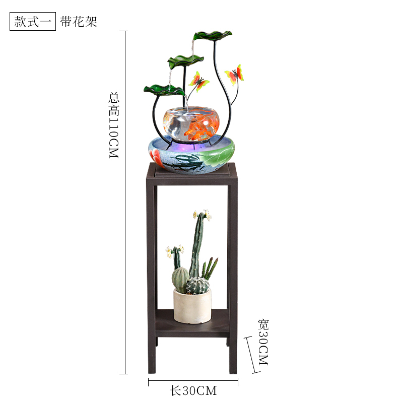 小型循环流水喷泉创意鱼缸装饰招财客厅玄关电视柜旁桌面加湿摆件