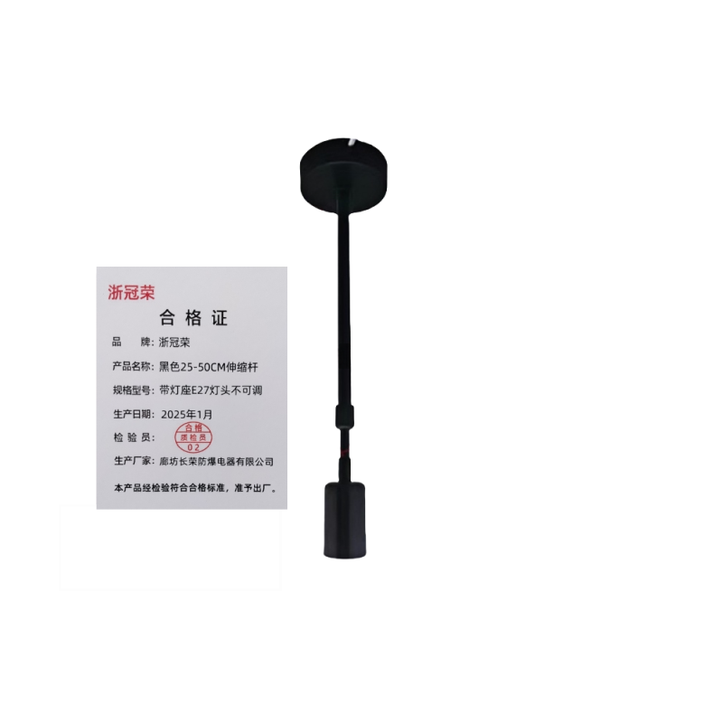 ZHEGUANRONG/浙冠荣 黑色25-50cm伸缩杆 带灯座E27灯头不可调 个高清大图