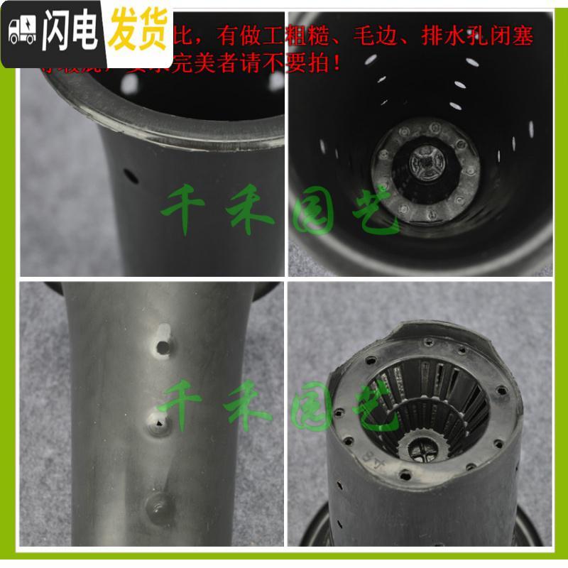 三维工匠塑料花盆透气盆气生盆国兰盆洋兰盆黑色凹底、平底兰花盆 黑色4寸凹底无边孔 5个(送1米网套)花盆容器