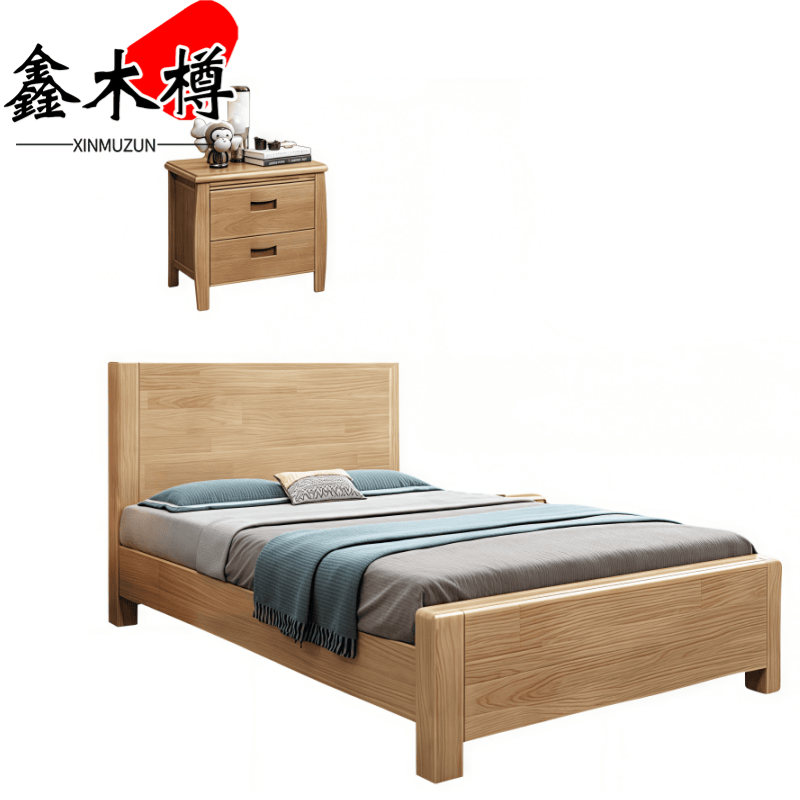 鑫木樽床+床头柜120*200cm套高清大图