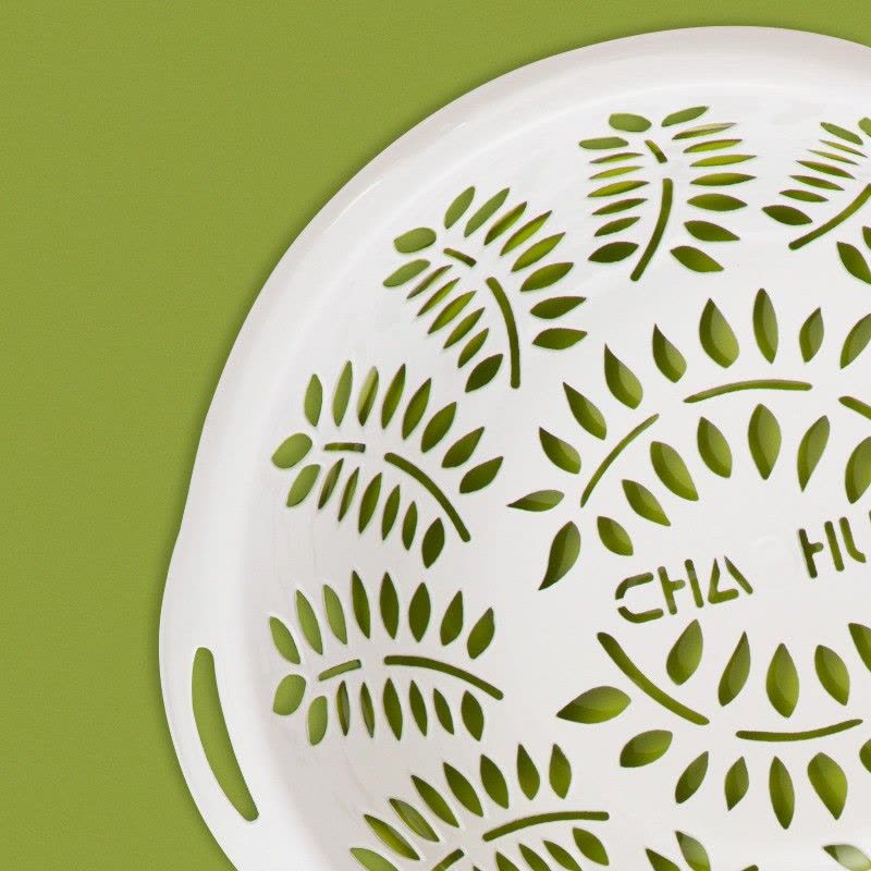 茶花(CHAHUA) 厨房塑料洗菜蓝 丰穗滴水筛绿色1156尺寸:Ø28.5*11.5cm图片