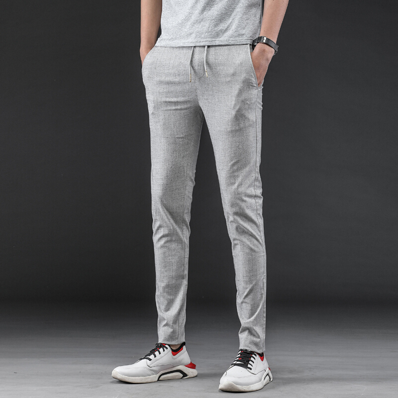 梵克公牛夏装男裤夏天裤子夏季款男士麻休闲裤长裤常规小脚流百搭