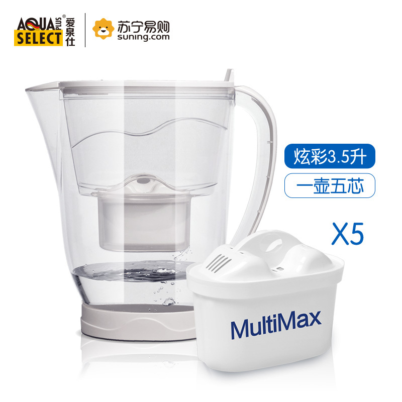 爱泉仕 Aqua Select 净水壶 炫彩白whale-WH 3,5L/升 复合超滤净水壶 滤水无碳粉 3-5人