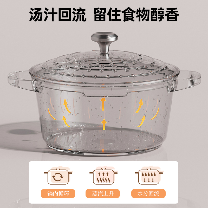 荣事达(Royalstar)陶瓷珐琅锅20cm家用煲汤锅炖锅砂锅炖盅焖烧不粘铸铁锅煮锅燃气电磁炉通用RA14221201