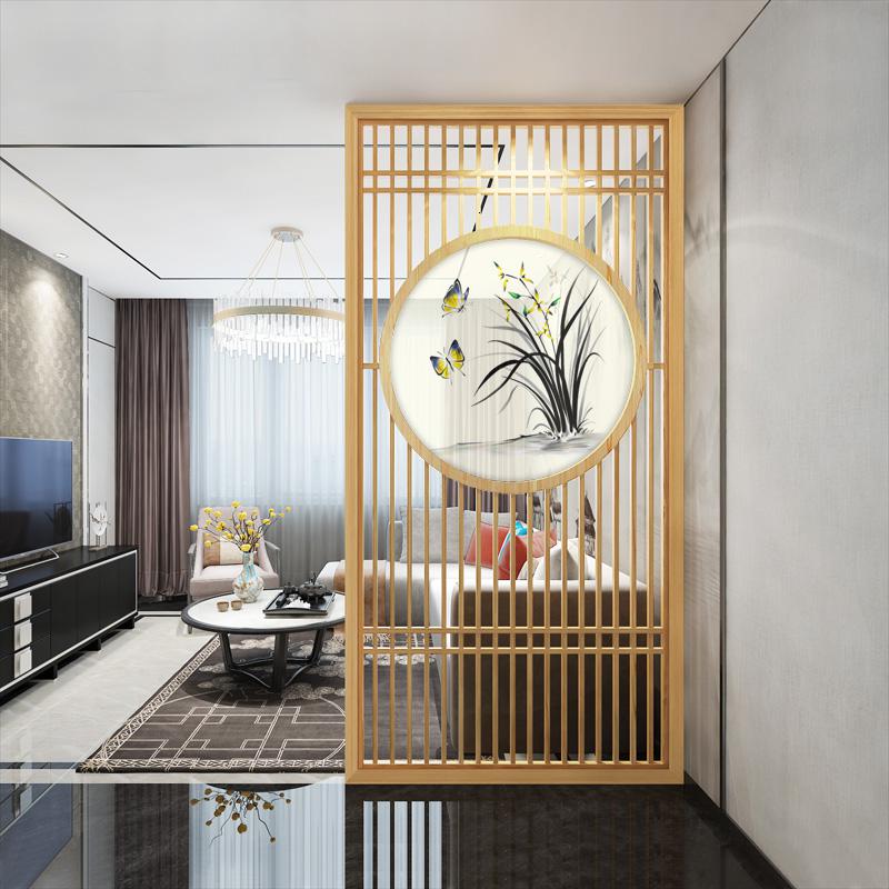 BONJEAN新中式入户屏风 隔断客厅实木玄关现代简约办公屏障 山水座屏高清大图