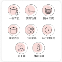 天际DGD16-16ZWG电炖锅隔水白瓷煲汤煮粥神器陶瓷BB养生全自动家用燕窝炖盅一锅三胆