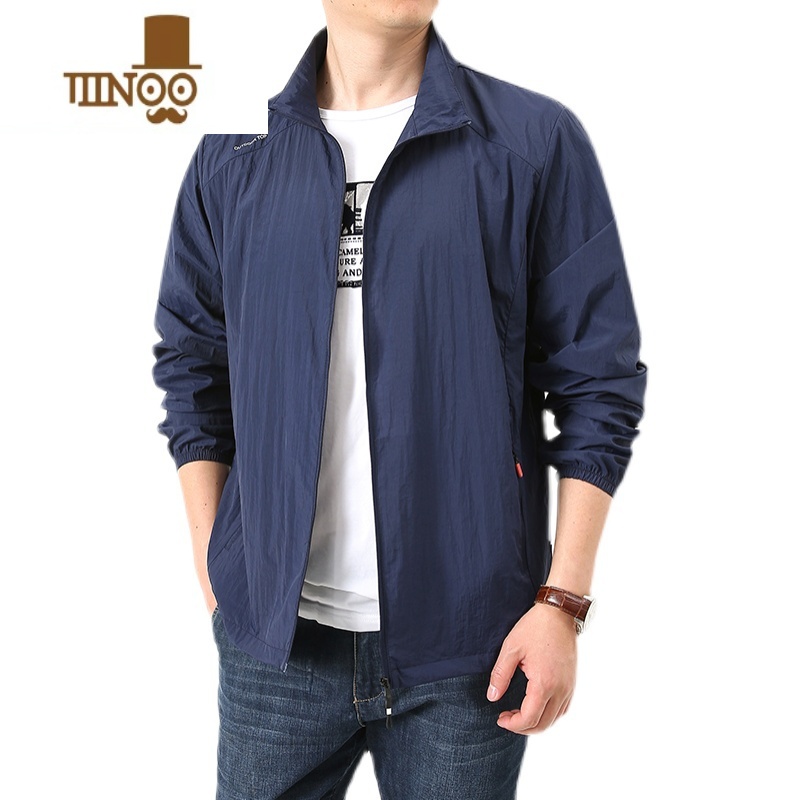 YANXU2023夏季新款男装立领无帽超薄款冰丝防晒衣男夏季外套透气防晒服高清大图