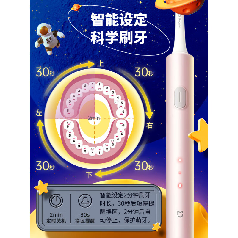 小米声波电动牙刷T200 3支装刷头 适配t200 抗菌护龈 高效清洁 替换刷头 3支 电动牙刷T200刷头 蓝色高清大图