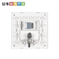 公牛(BULL)插座装饰开关 86型电视电话二位插座闭路电视插座面板G01纹理白 G01T213