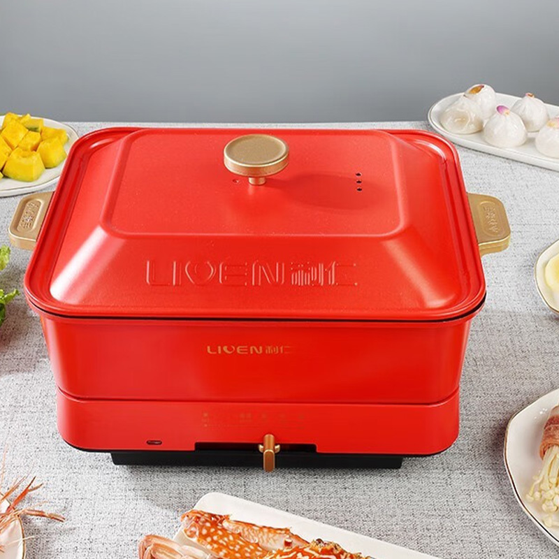 利仁料理锅4.3L多功能锅电烧烤锅煎锅家用电蒸锅LPHG-19高清大图