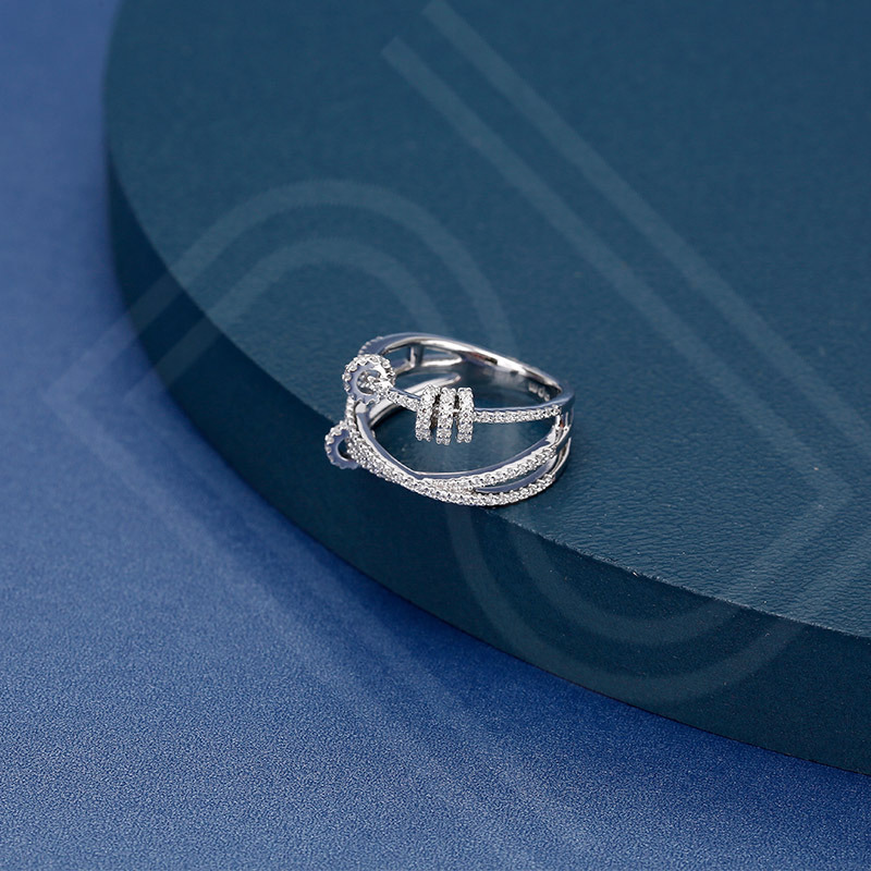 apmmonaco银色时来运转戒指女925银a17574ox银色52