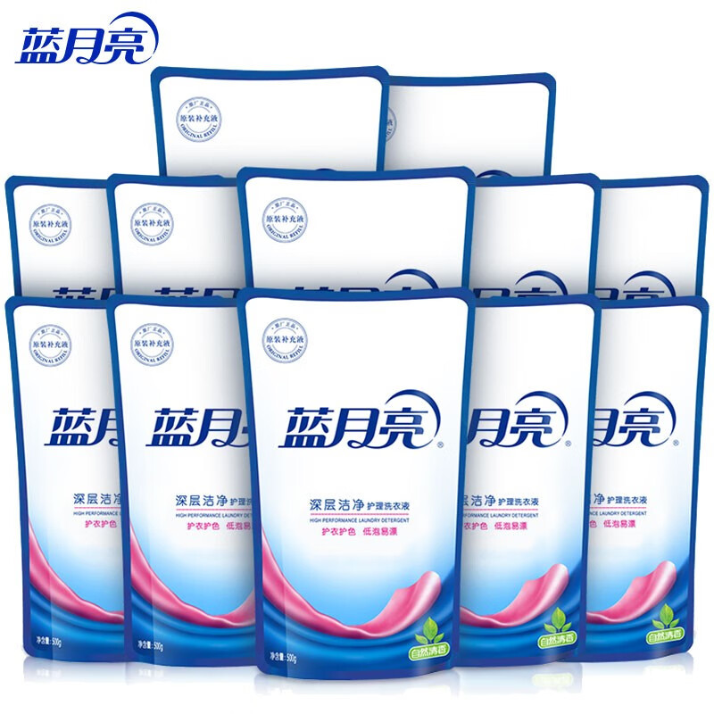 蓝月亮 自然香深层洁净洗衣液袋装500g×12 整箱装