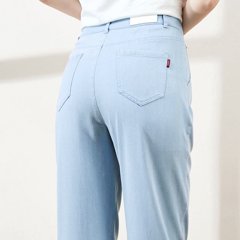 逸阳天丝九分牛仔裤女宽松2020夏季薄款高腰直筒显瘦冰丝哈伦3976图片