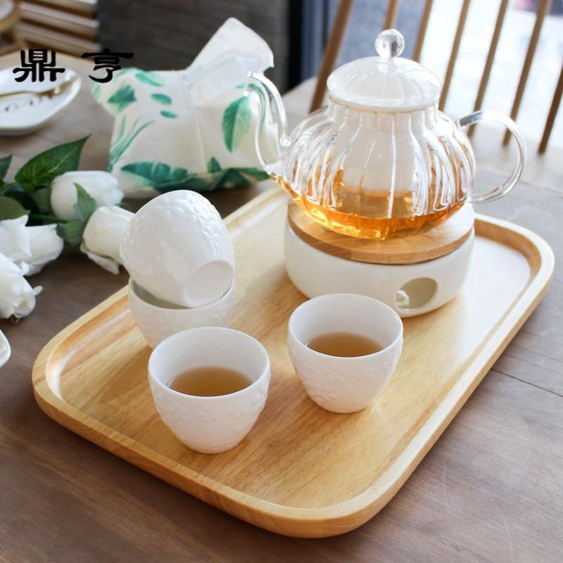 鼎亨花茶茶具套装玻璃透明蜡烛茶壶花果茶杯欧式下午茶具加热水果