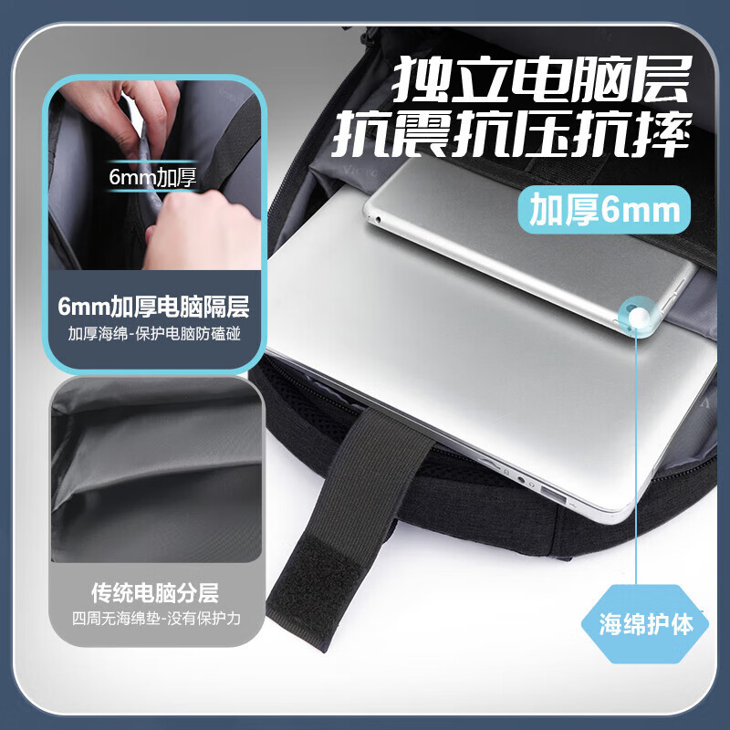 维多利亚旅行者大容量防泼水双肩包笔记本电脑包背包9006黑 17.3英寸高清大图