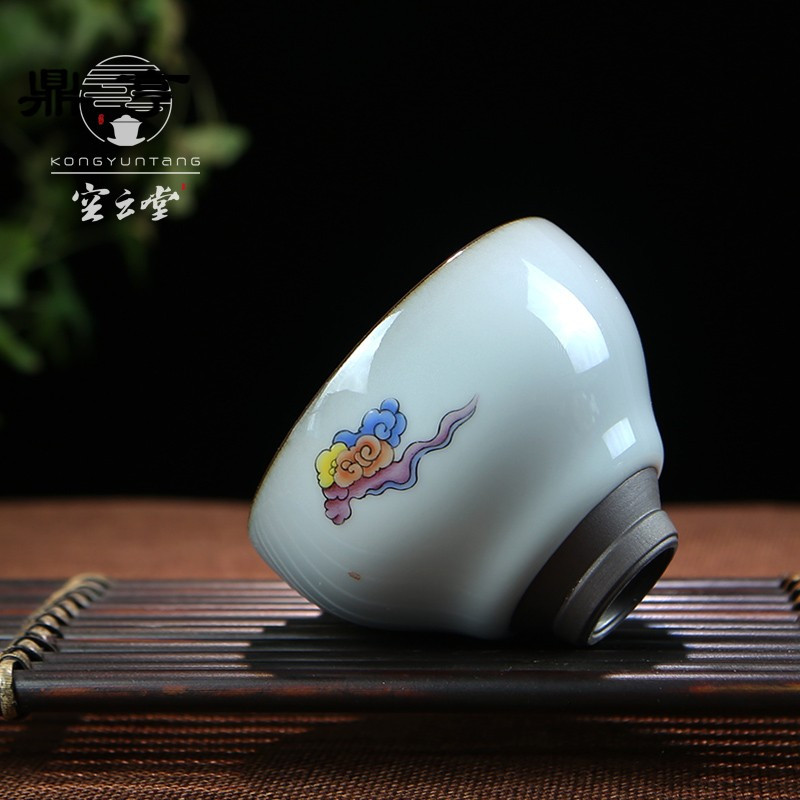 鼎亨 景德镇纯手工主人杯 收藏级官窑玛瑙釉茶杯品茗杯汝窑茶具