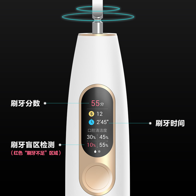 Oclean X 白色 欧可林成人智能声波充电式电动牙刷 全自动情侣美白防水杜邦软毛牙刷 40000转无刷电机