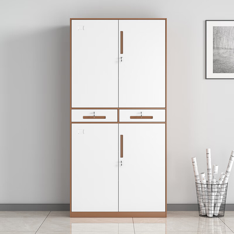 腾焱文件柜咖白铁二斗台高清大图