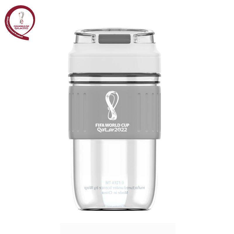 FIFA 2022年卡塔尔世界杯玻璃双饮杯咖啡双饮杯玻璃杯加厚玻璃杯 简约灰