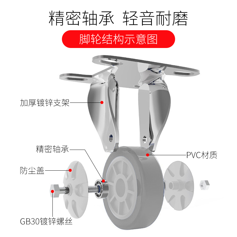 新越昌晖脚轮高弹性工业脚轮平板手小推车轮子重型工业脚 5寸定向轮JL-5PHD