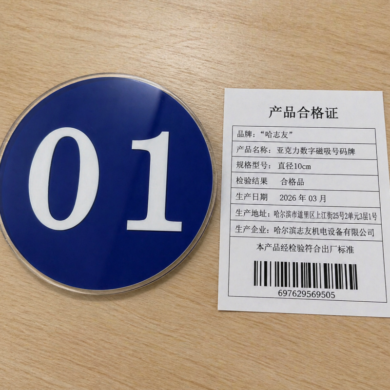 哈志友 亚克力数字磁吸号码牌 直径15cm高清大图
